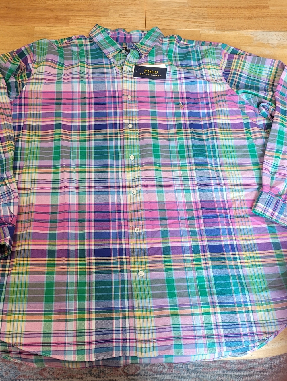 Polo Ralph Lauren Classic Button Down Plaid Blue Pink Green XXL Tall 2LT New NWT